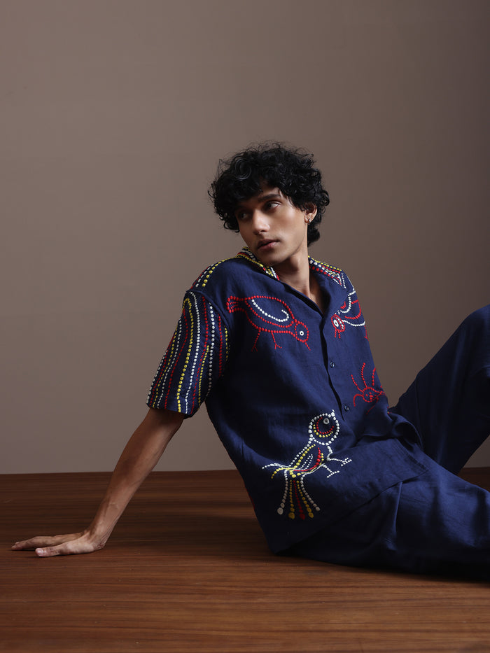 BIOTA INDIGO EMBROIDERD SHIRT