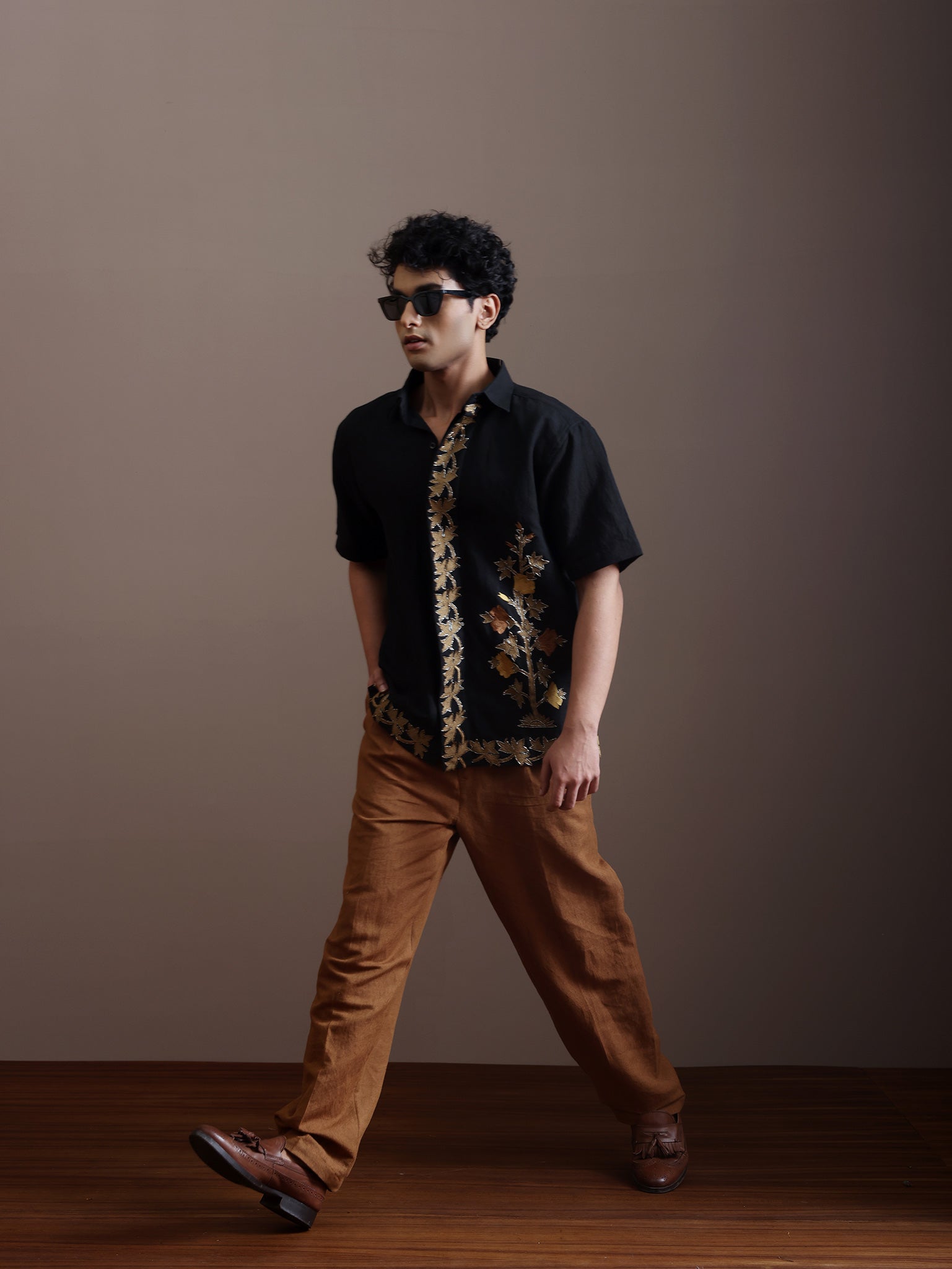 black embroidered shirt mens