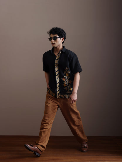 black embroidered shirt mens