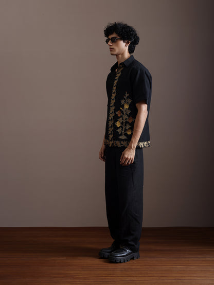 black embroidered shirt mens