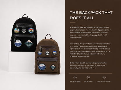 NICOBAR TRAVEL LEATHER BACKPACK IN BROWN