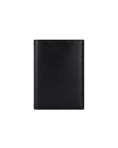 drift Black leather passport cover for men with a minimalist design and smooth genuine leather finish, crafted for carrying travel documents in style. This premium travel passport holder from a premium leather bag brand of India makes a thoughtful gift for men, perfect for birthdays, anniversaries, and frequent travelers.