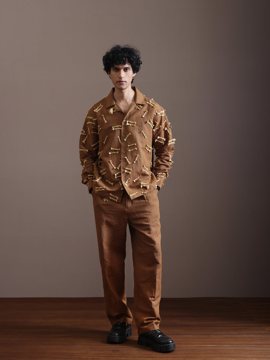 Concord Hand-Embroidered Linen Cotton Shirt for Men