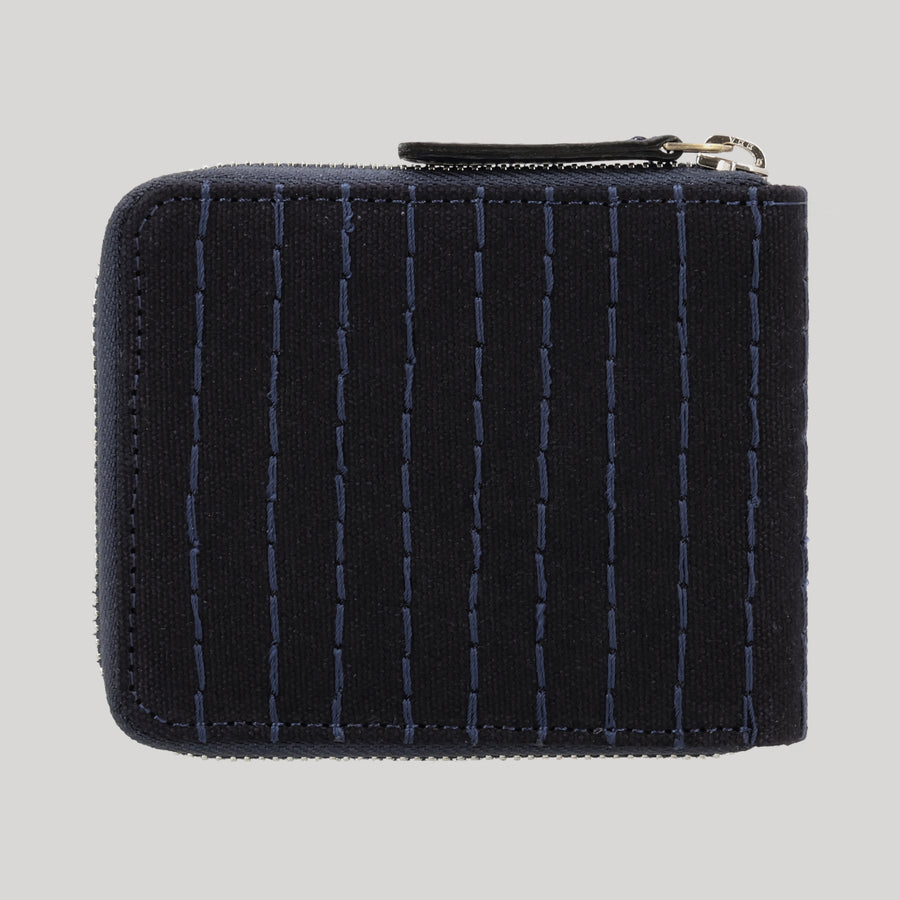 Kantha Canvas & Leather Zip Around Wallet for Men