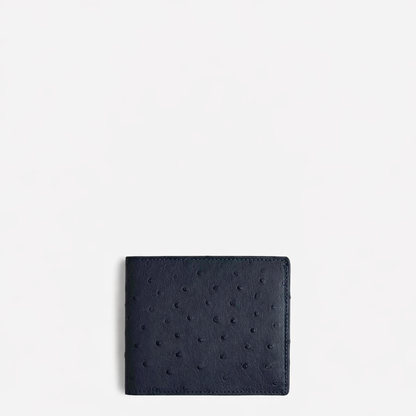 Kibber Wallet – Premium Navy Ostrich Print Leather Wallet for Men