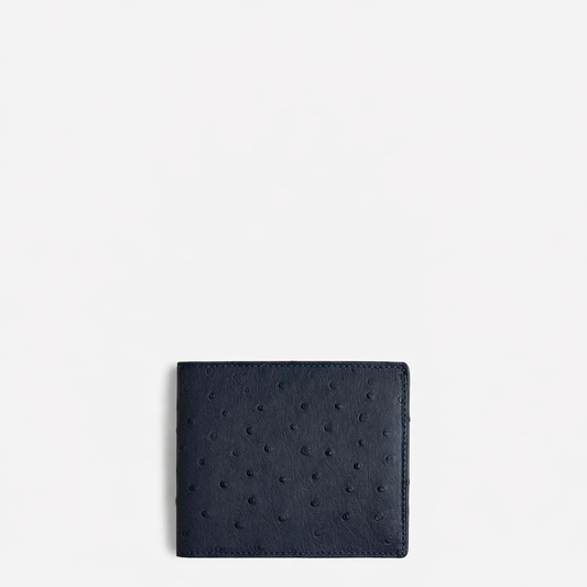 Kibber Wallet – Premium Navy Ostrich Print Leather Wallet for Men