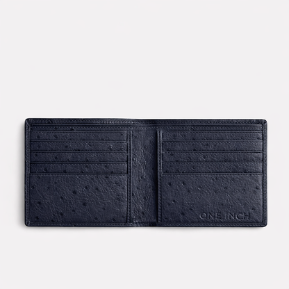 Kibber Wallet – Premium Navy Ostrich Print Leather Wallet for Men