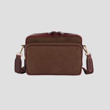 canvas and leather sling bag