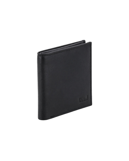 black leather mini wallet for men featuring a compact and minimalist design, crafted from genuine leather for carrying cash and cards. This premium mini wallet from a premium leather bag brand of India is designed for everyday use and makes a thoughtful birthday gift, anniversary gift, or festive gift for him.