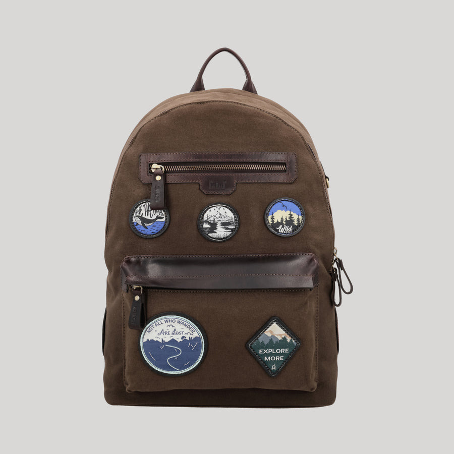 NICOBAR TRAVEL LEATHER BACKPACK IN BROWN