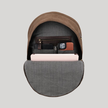 canvas and leather backpack