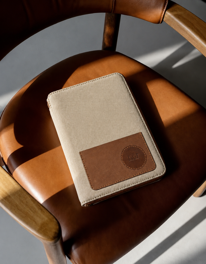 The Writer’s Folio 1.0 | Handcrafted A5 Leather & Canvas Notebook Organiser | Studio Ek Inch