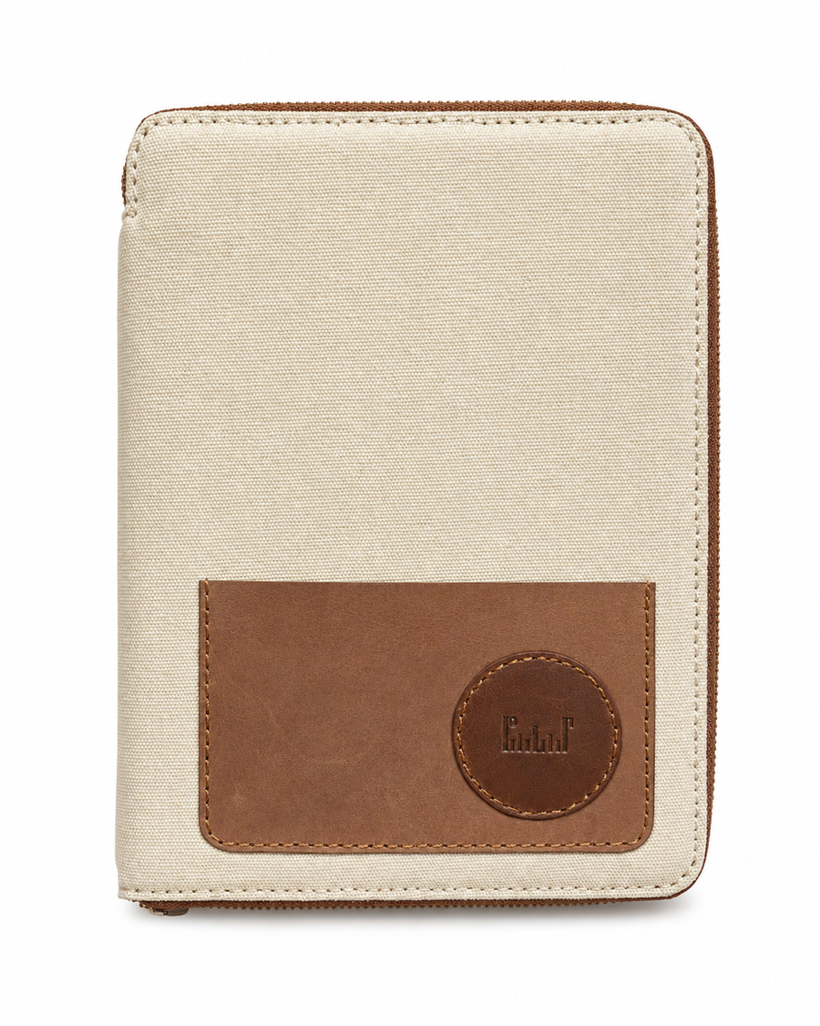 The Writer’s Folio 1.0 | Handcrafted A5 Leather & Canvas Notebook Organiser | Studio Ek Inch